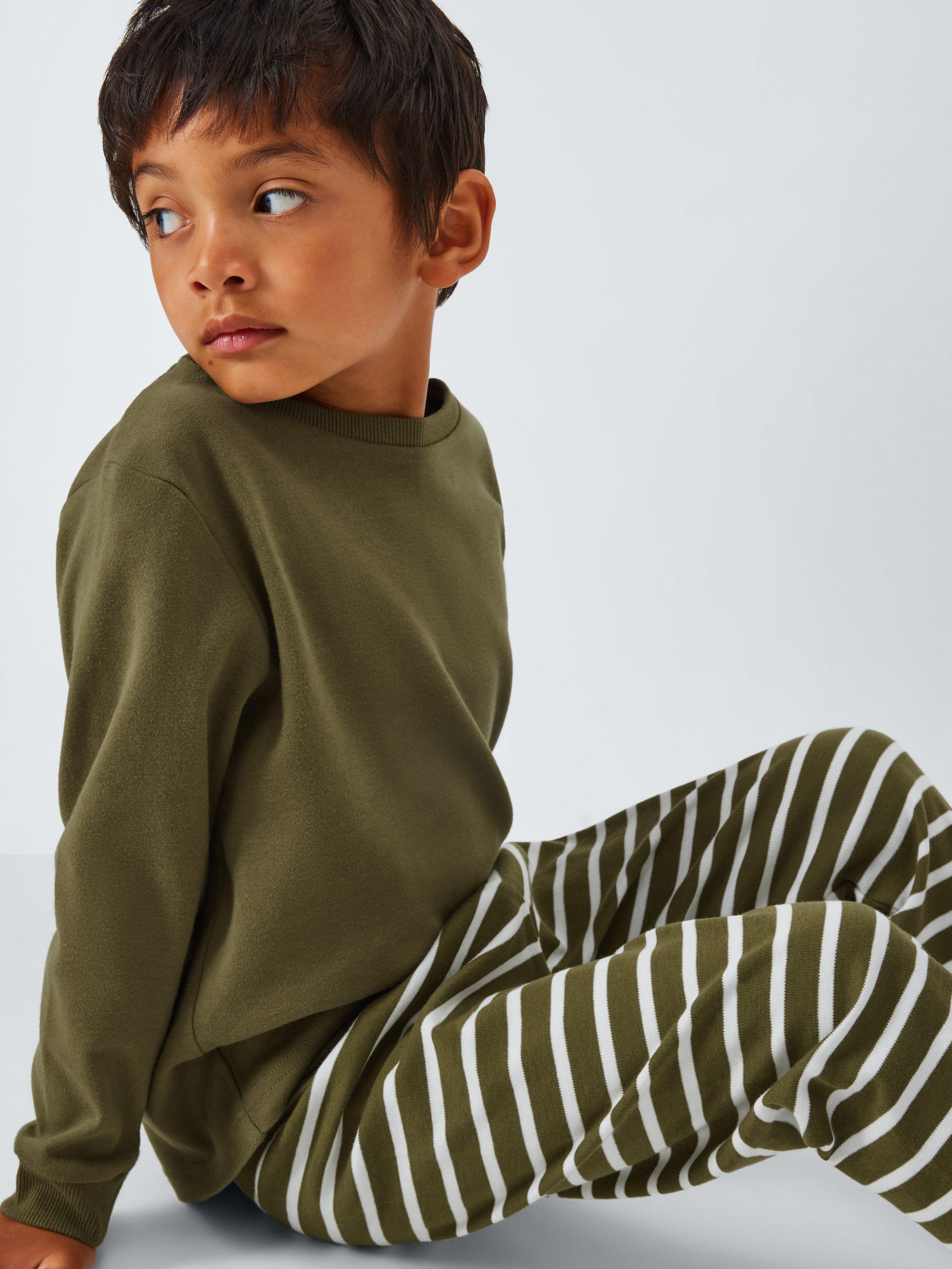 Product image 6 of 6, which shows John Lewis Kids' Striped Pyjamas, Pack of 2, Blue/Green, 3 years
