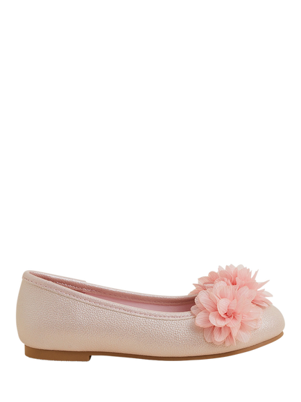 Angels by Accessorize Kids' Corsage Flower Ballerina Flat Shoes, Pink, Pink