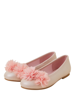 Angels by Accessorize Kids' Corsage Flower Ballerina Flat Shoes, Pink - view 2, Pink