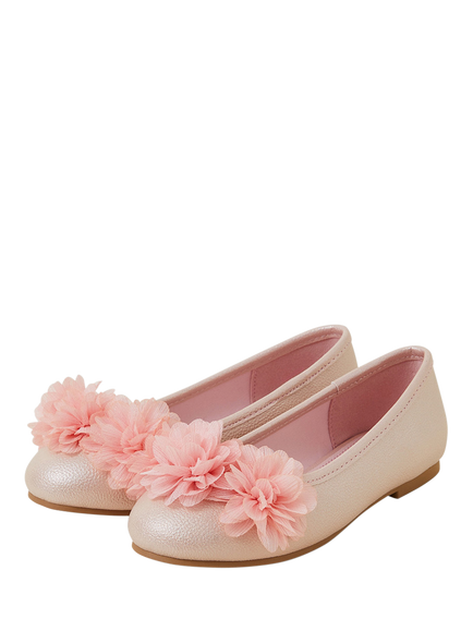 Angels by Accessorize Kids' Corsage Flower Ballerina Flat Shoes, Pink - view 2, Pink