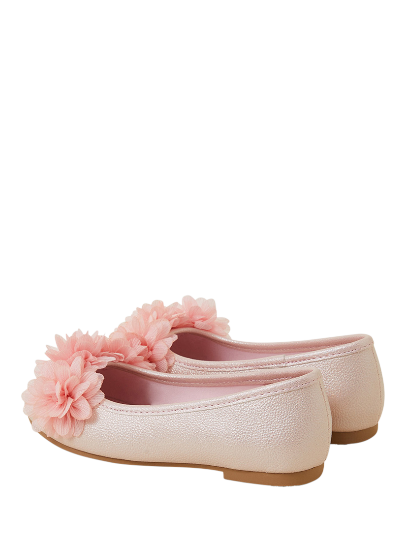 Product image 3 of 3, which shows Angels by Accessorize Kids' Corsage Flower Ballerina Flat Shoes, Pink, 1