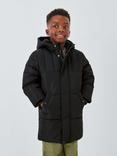 John Lewis Kids' Padded Shower Resistant Longline Coat, Black