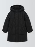 John Lewis Kids' Padded Shower Resistant Longline Coat, Black