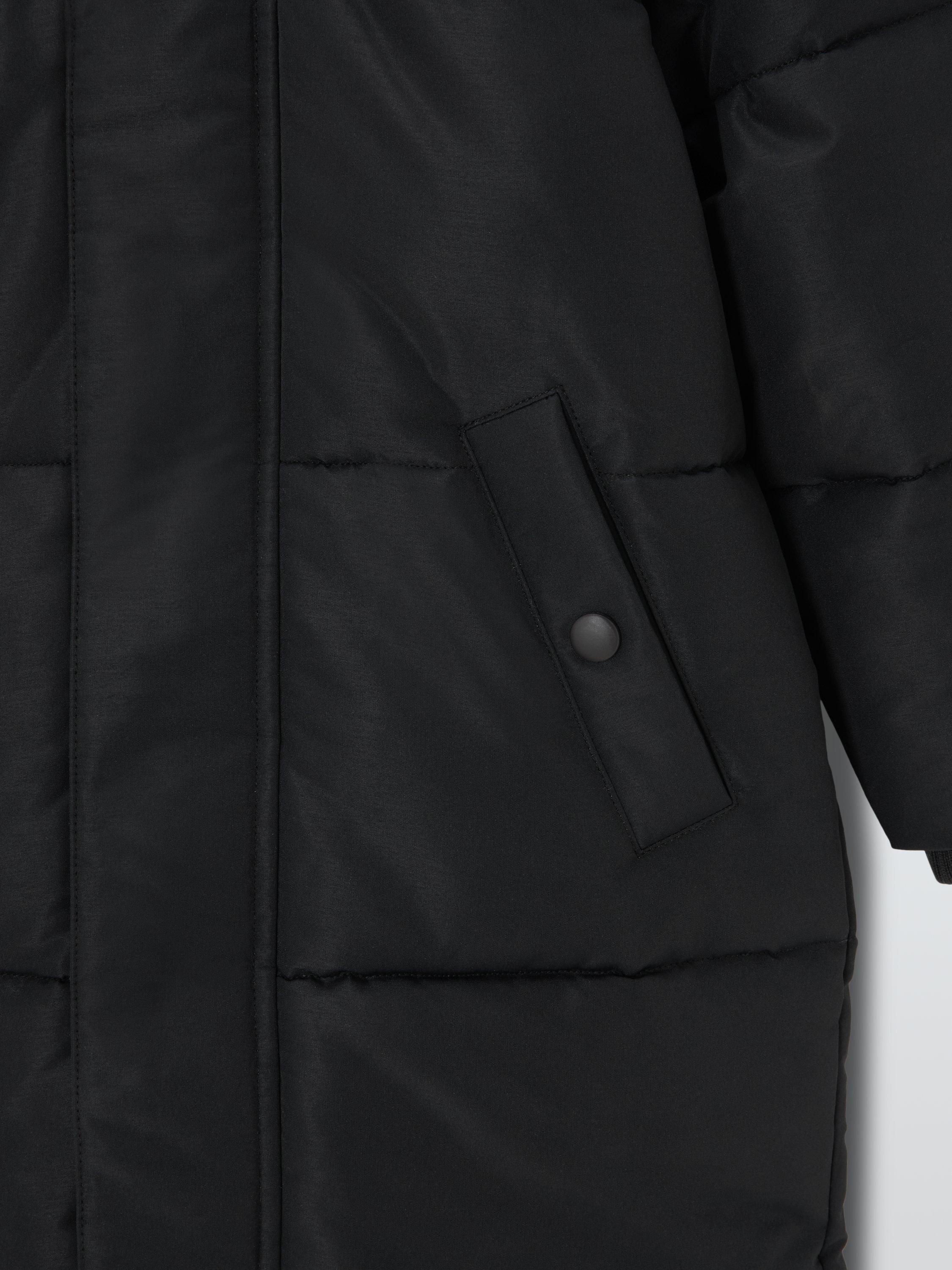 Product image 3 of 3, which shows John Lewis Kids' Padded Shower Resistant Longline Coat, Black, 3 years