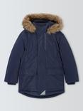 John Lewis Kids' Shower Resistant Borg Lined Parka, Navy
