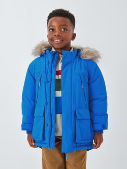 John Lewis Kids' Tech Water Resistant Parka, Bright Blue, Bright Blue