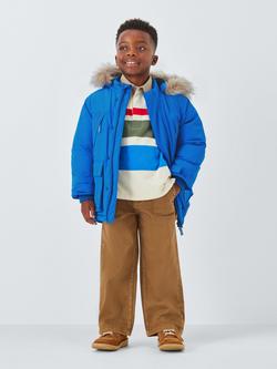 John Lewis Kids' Tech Water Resistant Parka, Bright Blue - view 2, Bright Blue