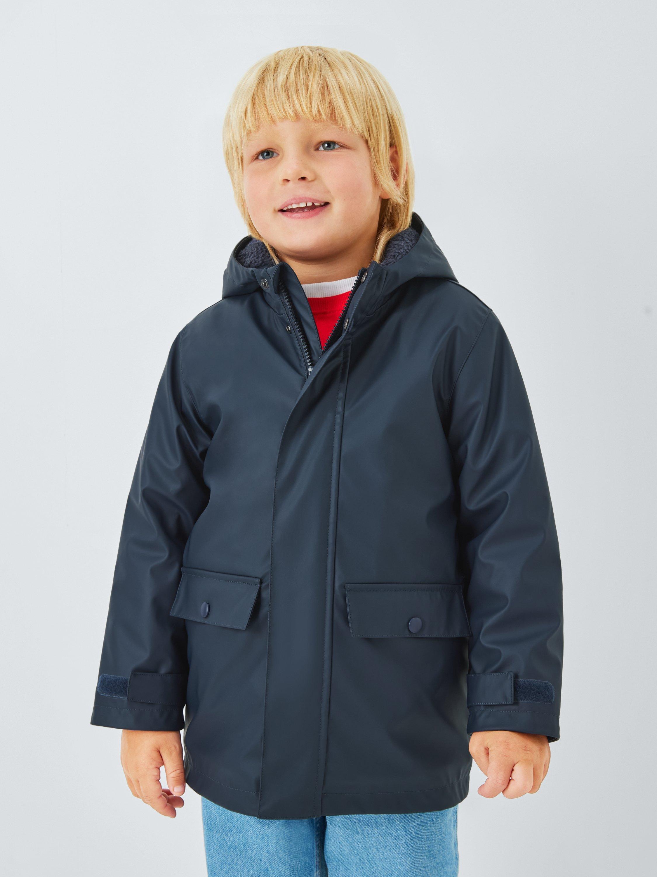 Product image 1 of 7, which shows John Lewis Kids' Shower Resistant Rain Mac, Navy, 3 years
