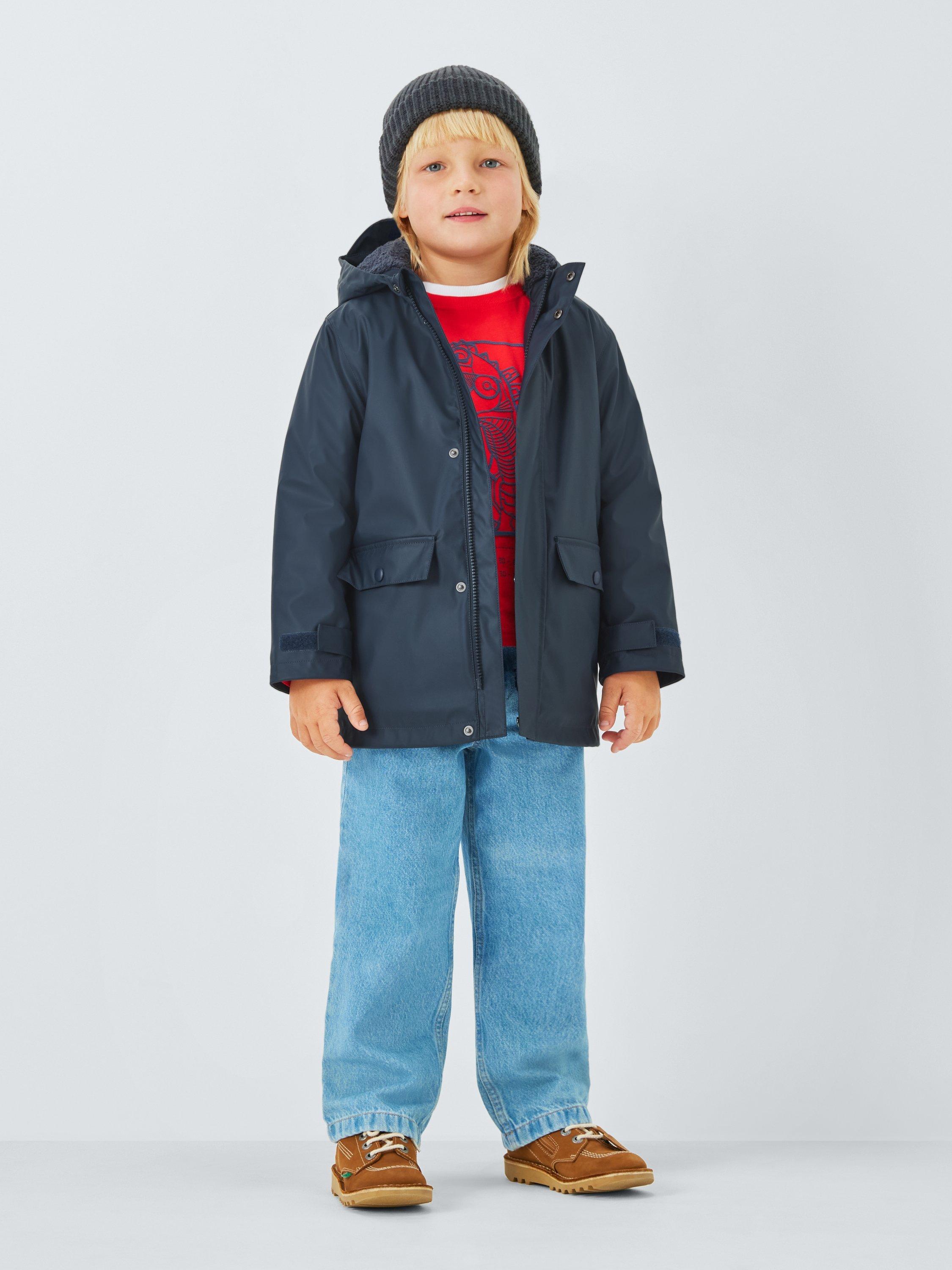 Product image 2 of 7, which shows John Lewis Kids' Shower Resistant Rain Mac, Navy, 3 years