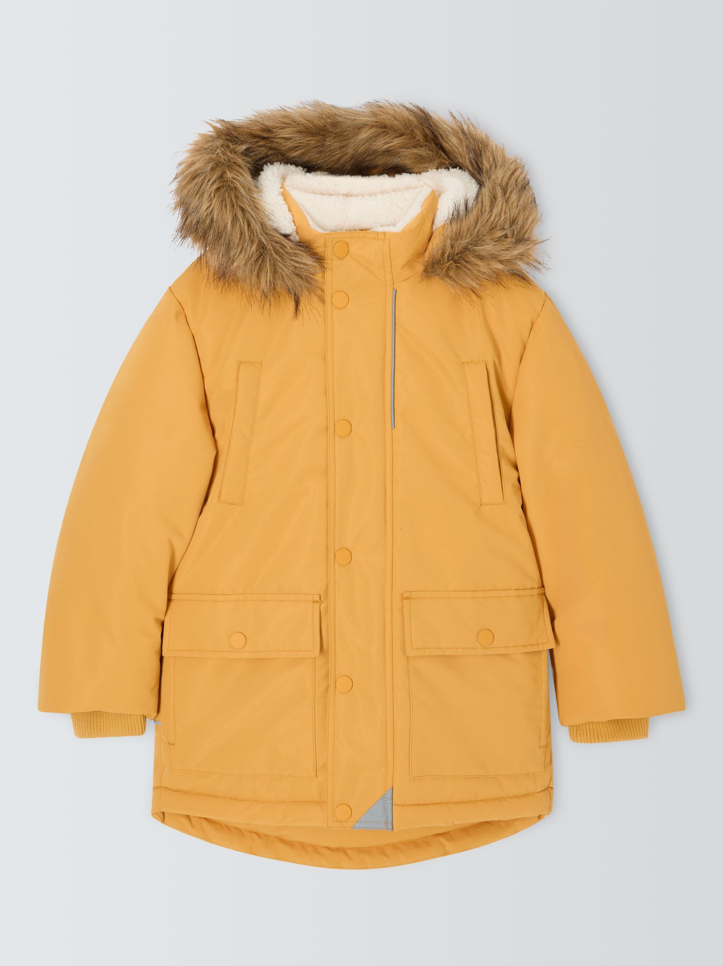Product image 3 of 7, which shows John Lewis Kids' Shower Resistant Parka, Yellow, 3 years