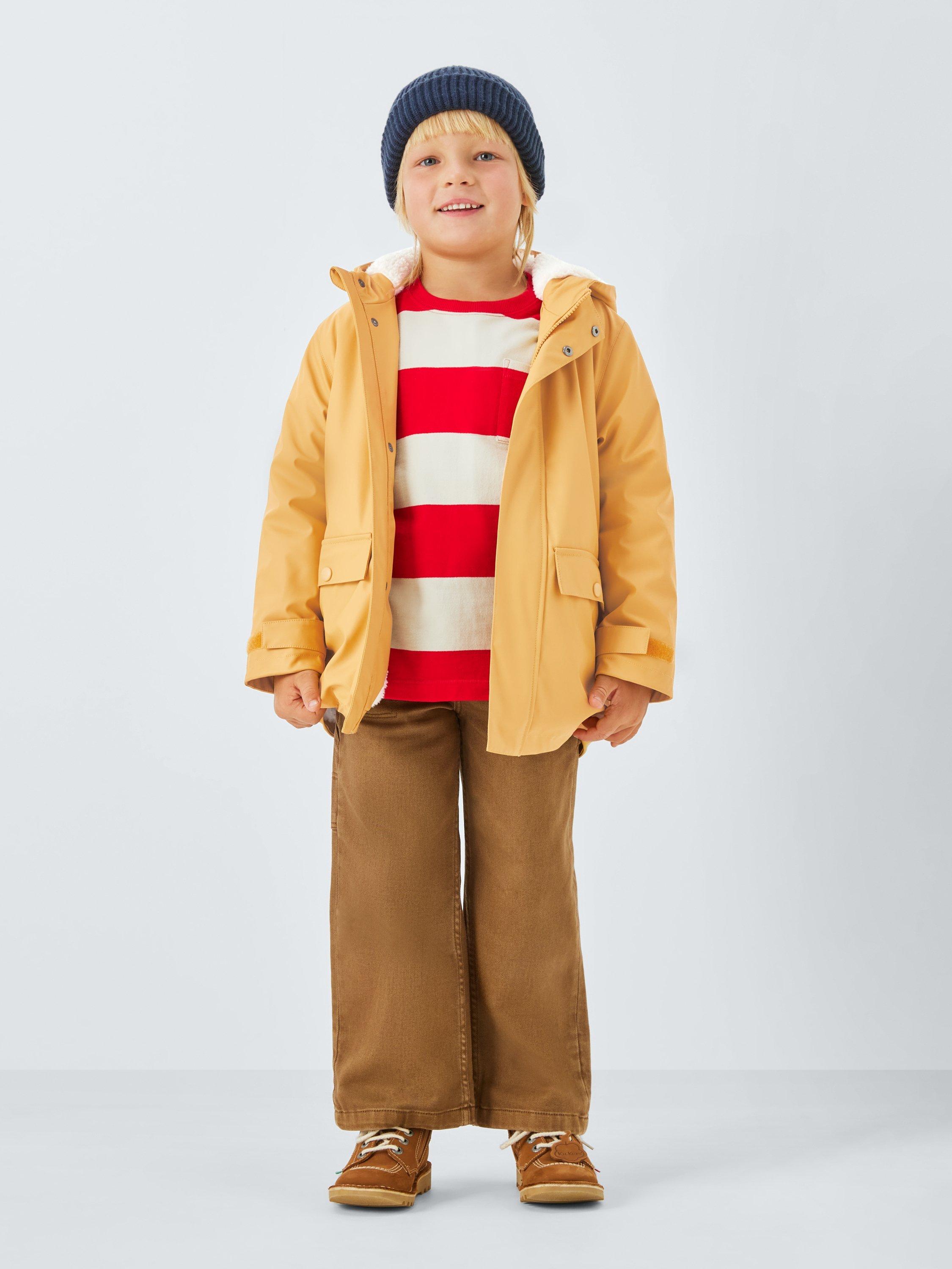 Product image 2 of 7, which shows John Lewis Kids' Shower Resistant Borg Lined Parka, Yellow, 3 years