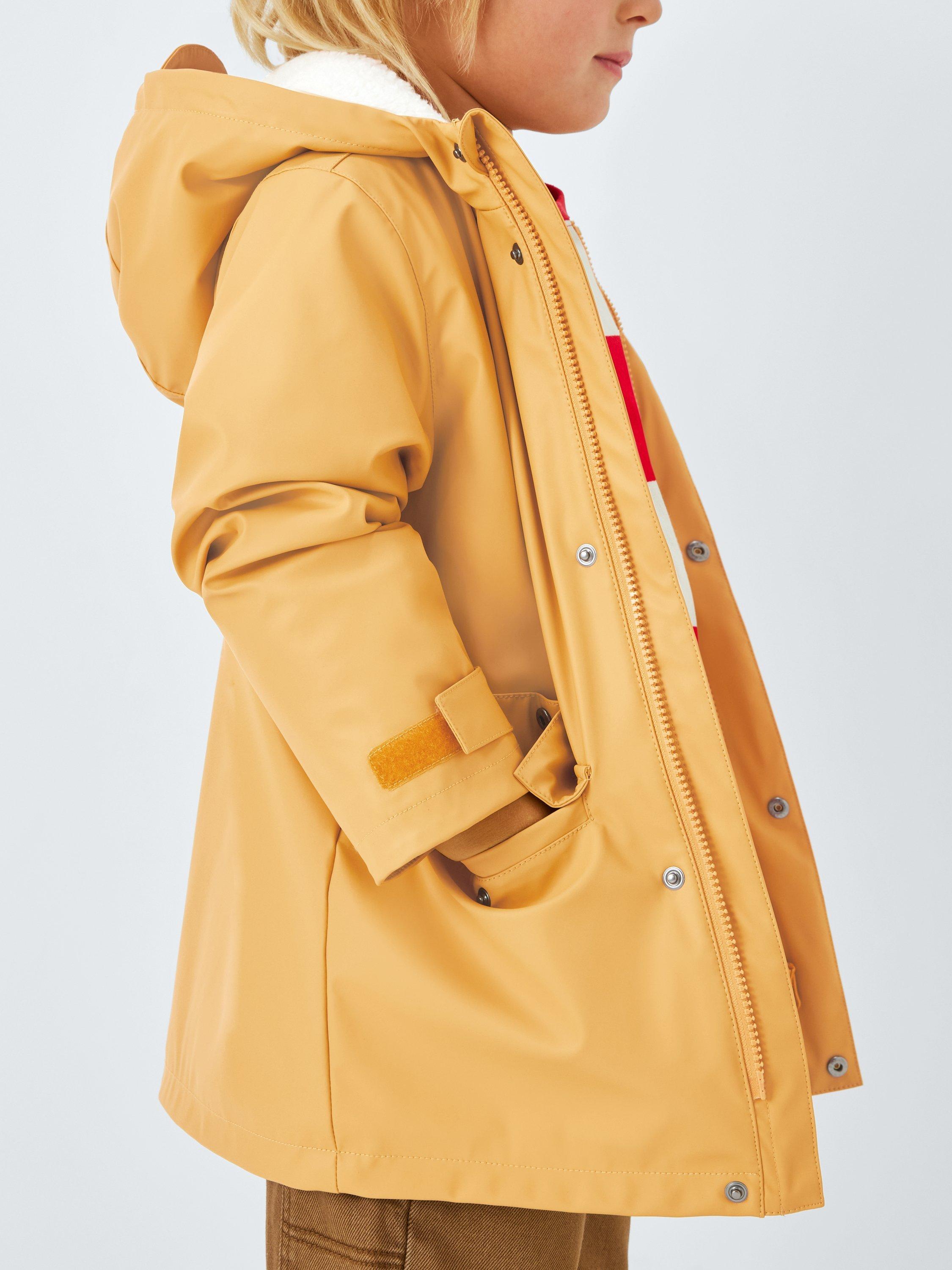 Product image 5 of 7, which shows John Lewis Kids' Shower Resistant Borg Lined Parka, Yellow, 3 years