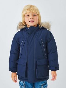 John Lewis Kids' Tech Water Resistant Parka, Navy, Navy