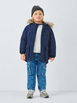 John Lewis Kids' Tech Water Resistant Parka, Navy - view 2, Navy
