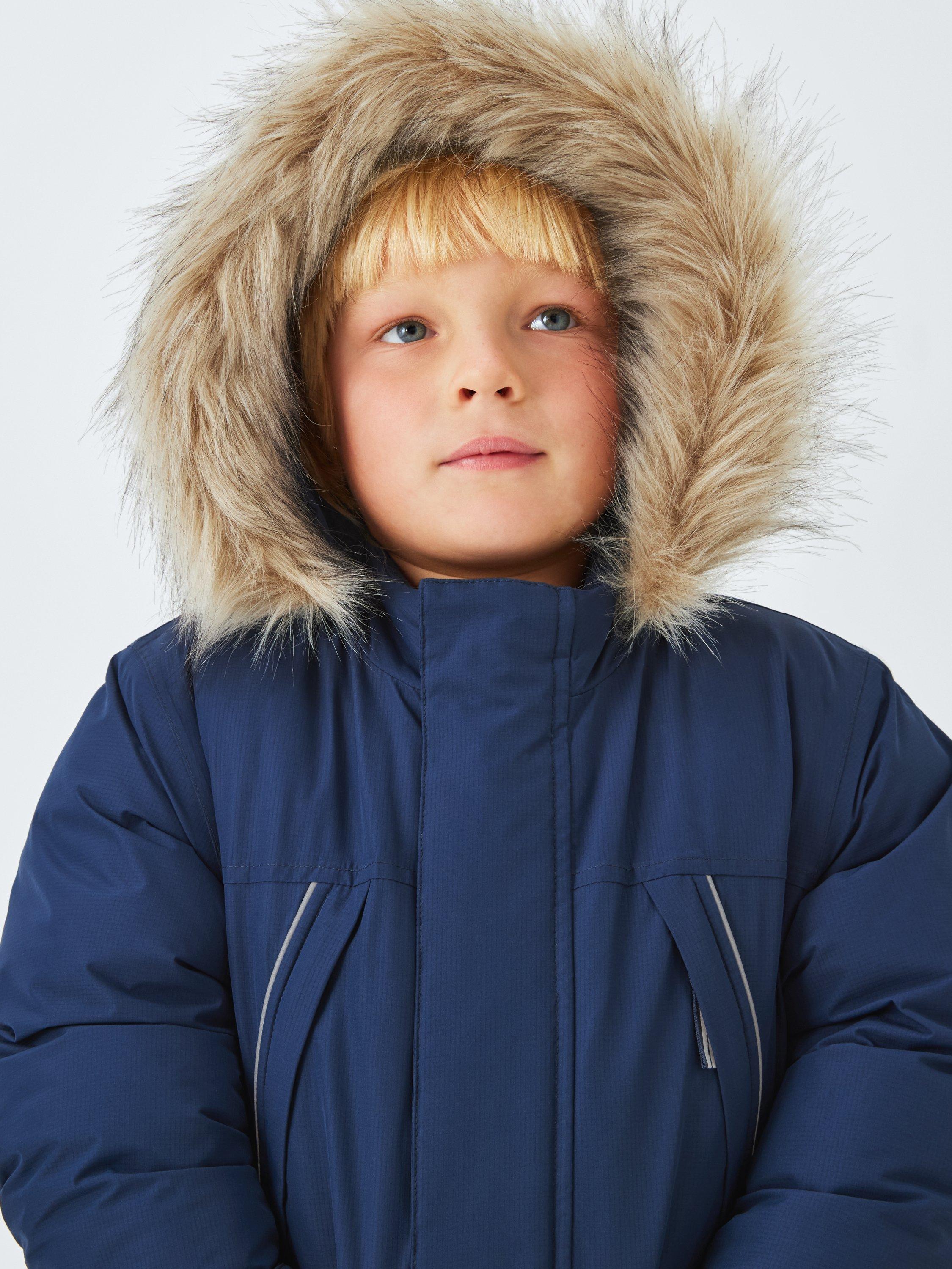 Product image 4 of 8, which shows John Lewis Kids' Tech Water Resistant Parka, Navy, 3 years