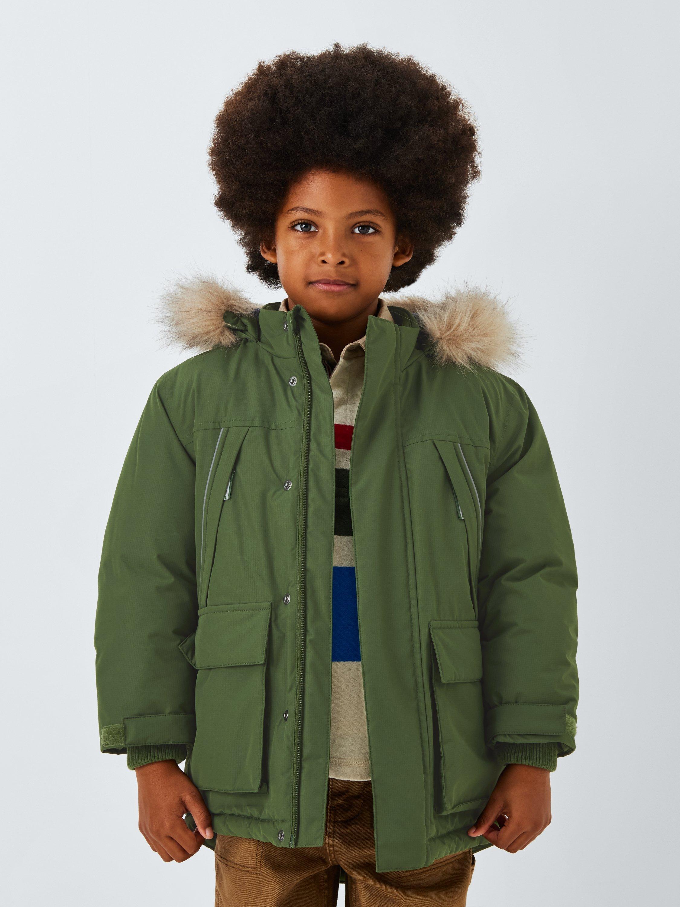 Product image 1 of 8, which shows John Lewis Kids' Tech Water Resistant Parka, Khaki, 3 years