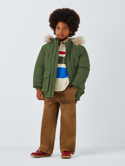 John Lewis Kids' Tech Water Resistant Parka, Khaki - view 2, Khaki