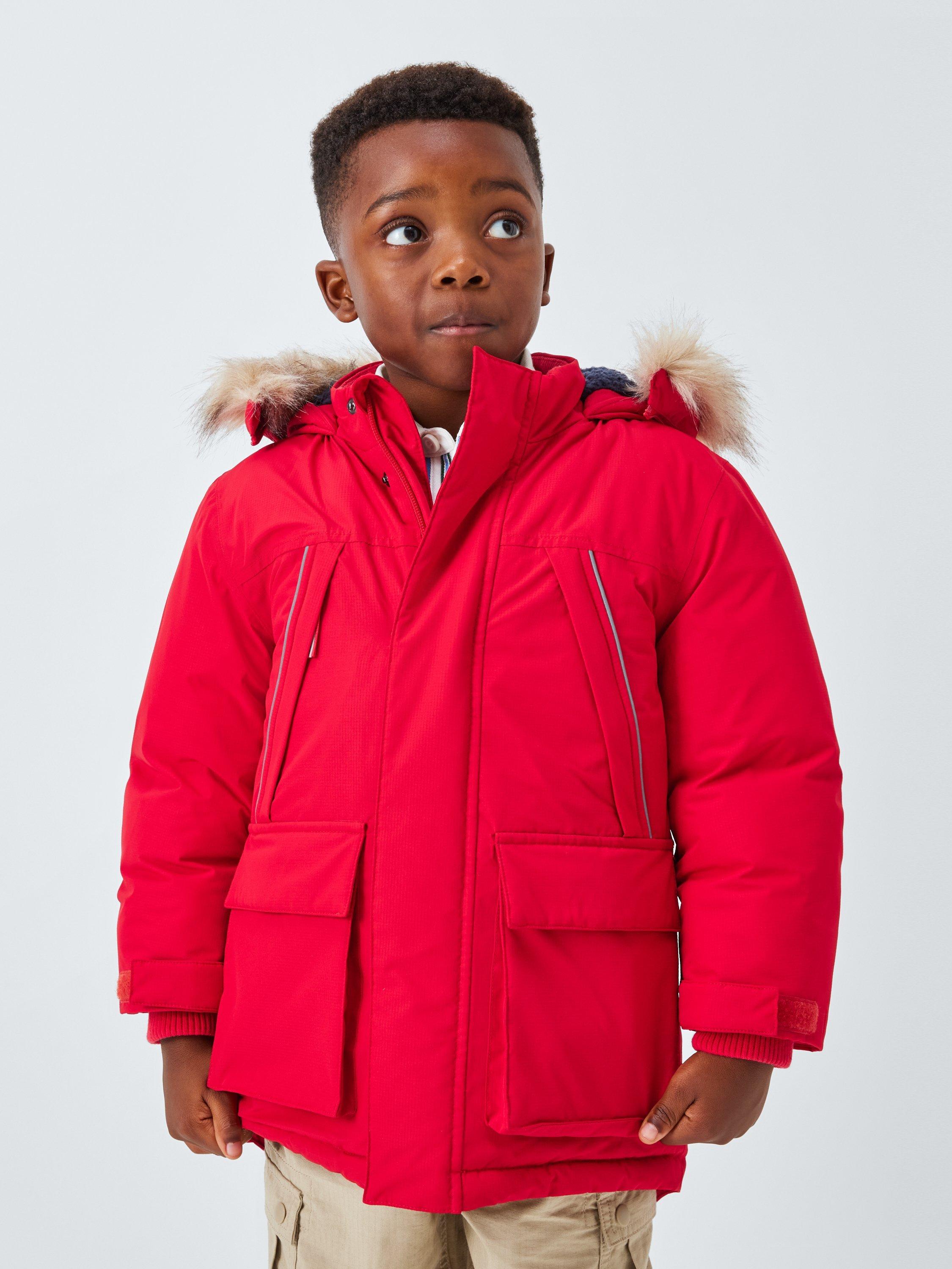 Product image 1 of 8, which shows John Lewis Kids' Tech Water Resistant Parka, Red, 3 years