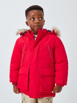 John Lewis Kids' Tech Water Resistant Parka, Red, Red