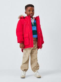 John Lewis Kids' Tech Water Resistant Parka, Red - view 2, Red