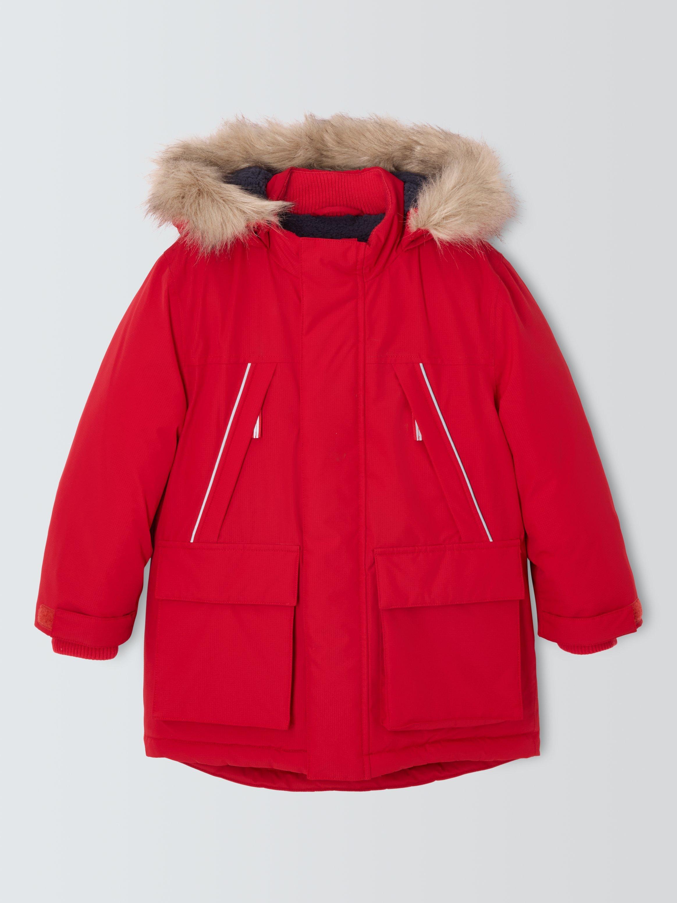 Product image 3 of 8, which shows John Lewis Kids' Tech Water Resistant Parka, Red, 3 years