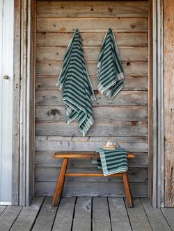 Piglet in Bed Pembroke Stripe Cotton Towels - view 2, Pine Green