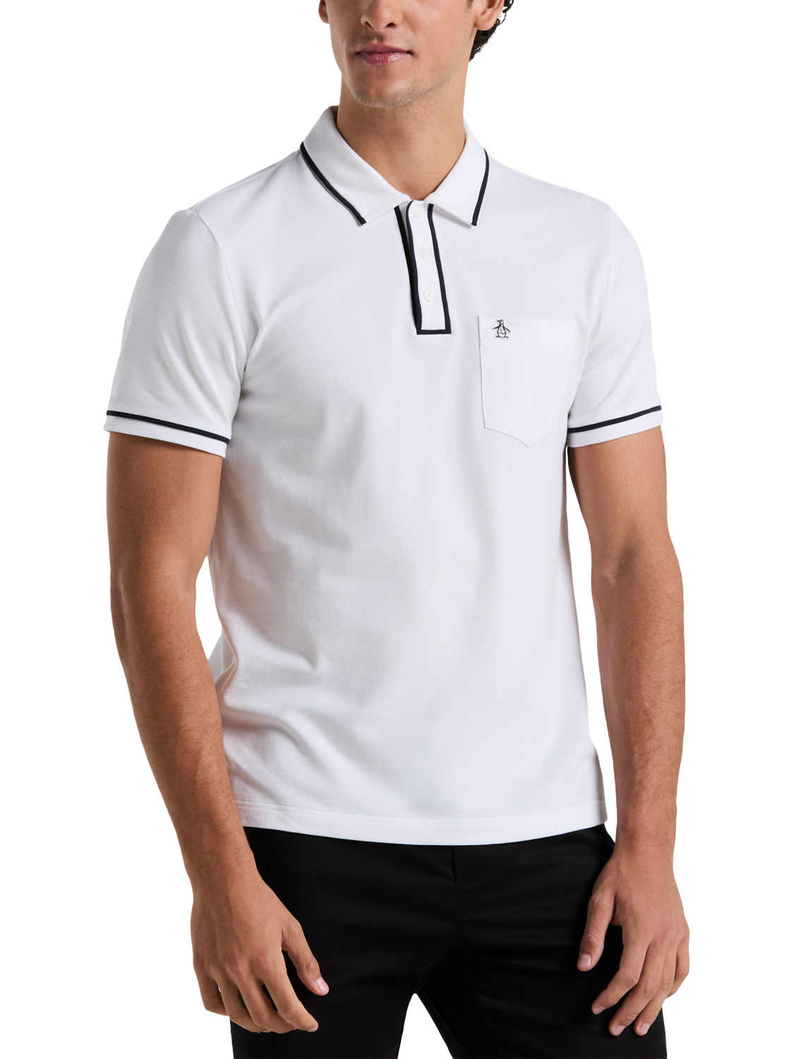Product image 1 of 3, which shows Original Penguin Earl Polo Shirt, Bright White, S