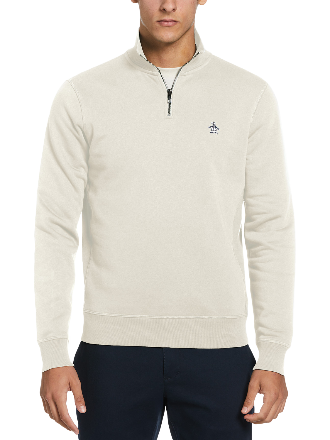 Product image 1 of 4, which shows Original Penguin Cotton Blend Quarter-Zip Sweatshirt, Birch, S