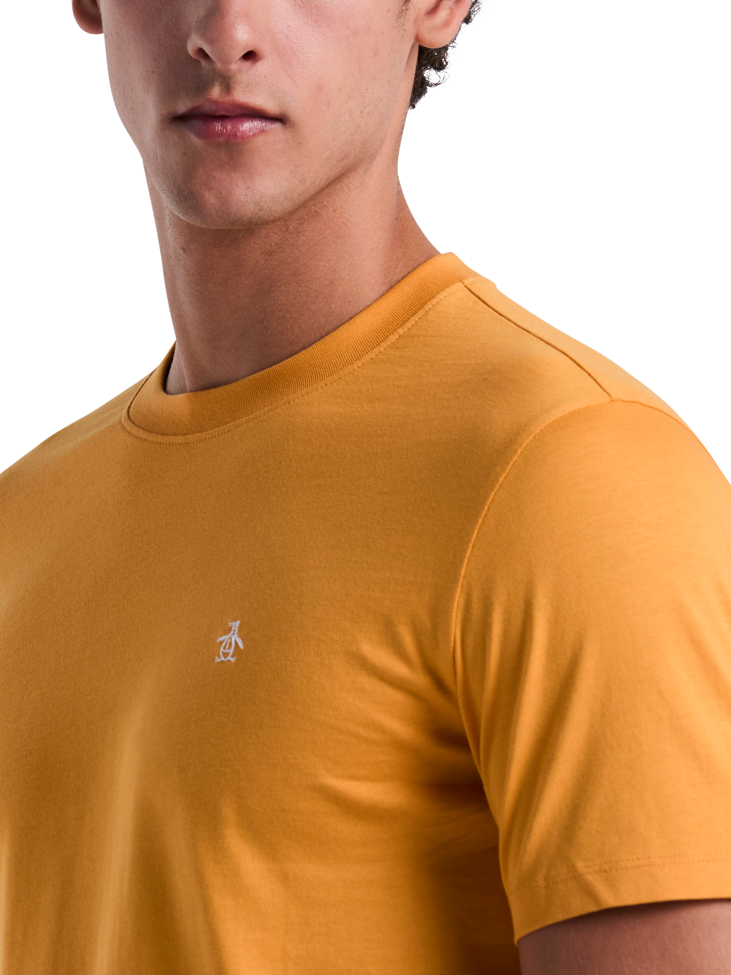 Product image 3 of 3, which shows Original Penguin Organic Cotton Regular Fit Embroidered Logo T-Shirt, Butterscotch, S