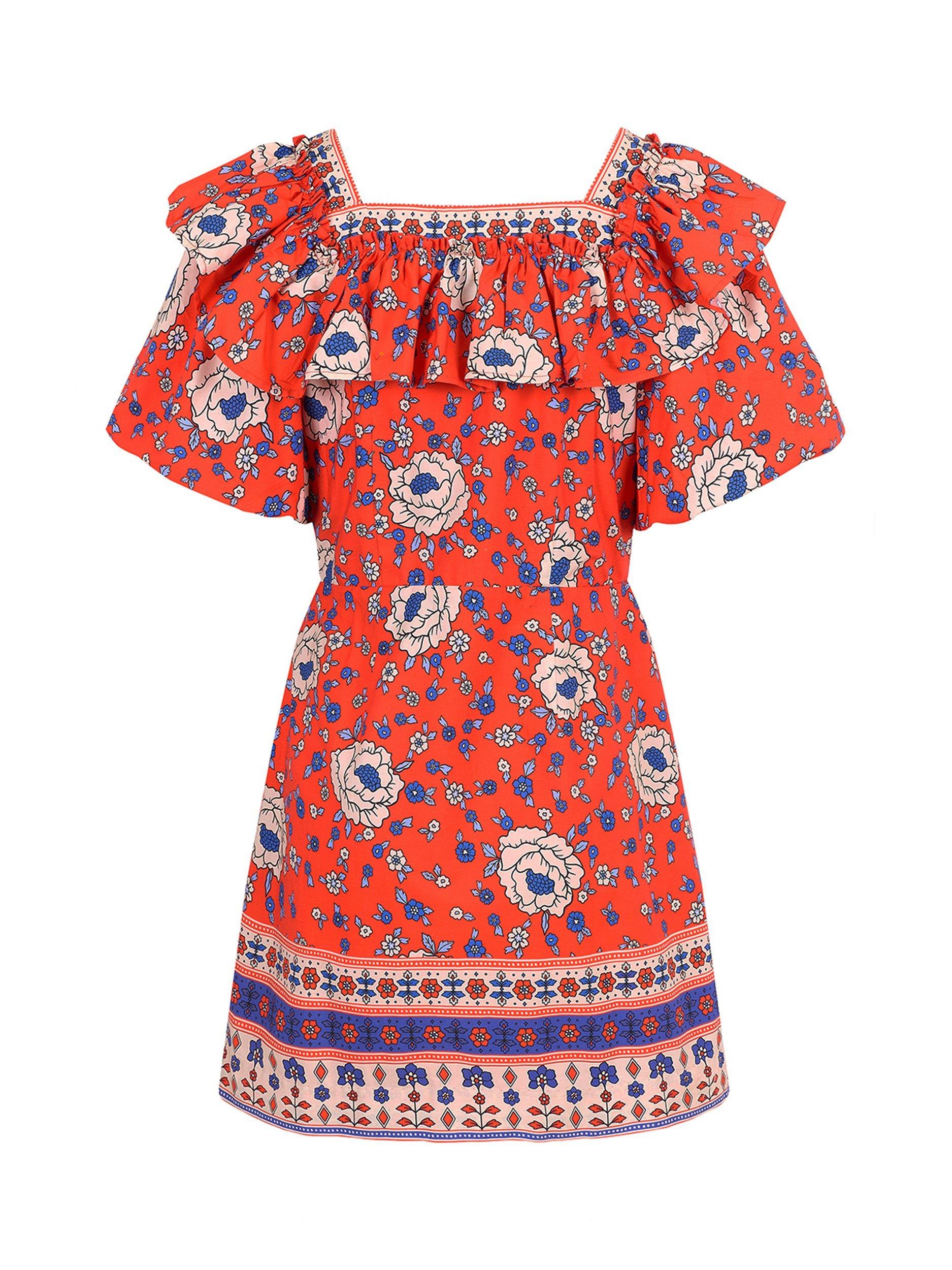 Product image 6 of 7, which shows Queens of archive August Floral Mini Dress, Multi, M