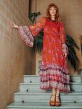 Queens of archive Cassie Boho Maxi Dress, Red Multi