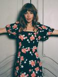 Queens of archive Poppy Floral Mini Dress, Black/Multi