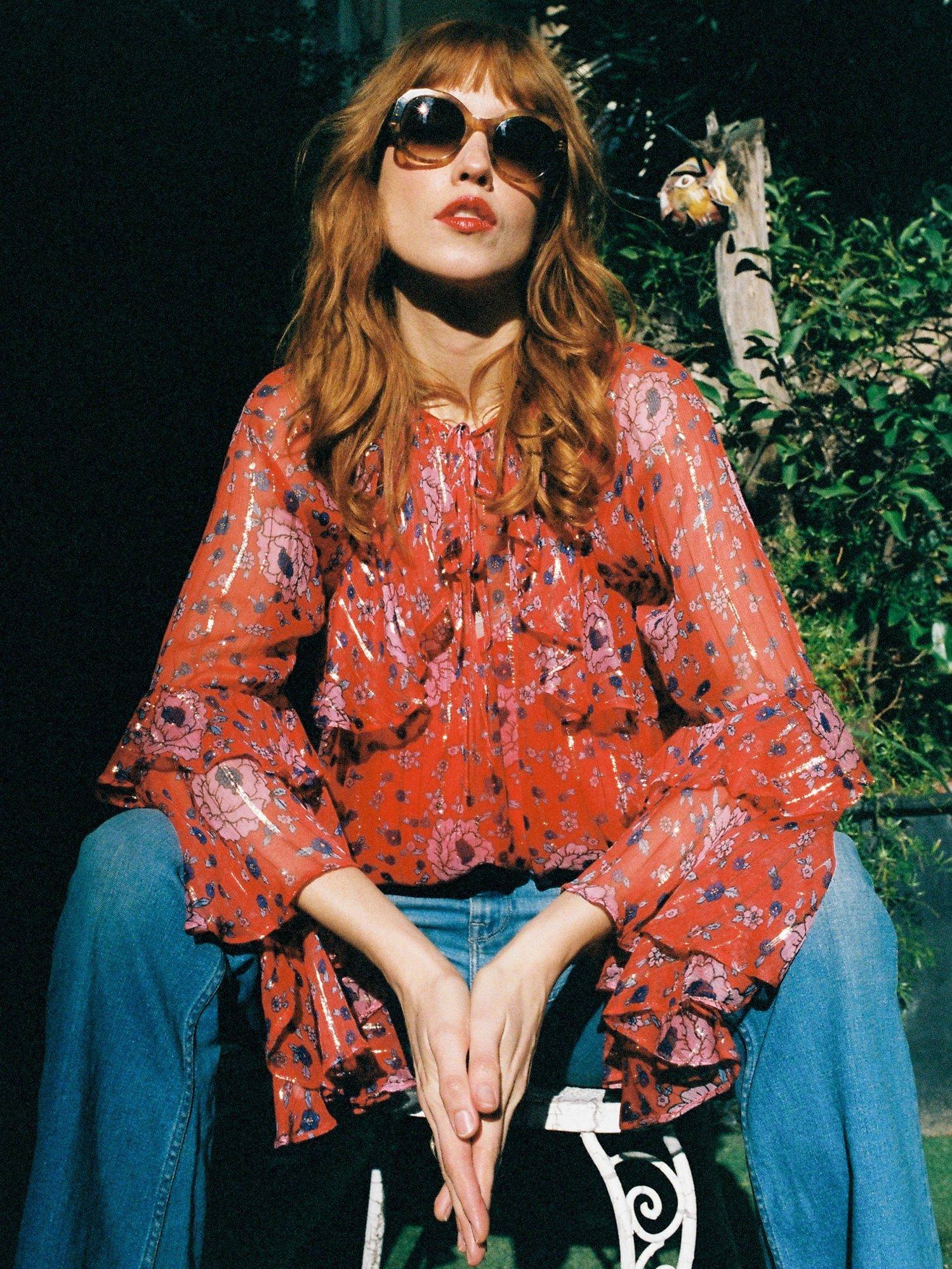 Queens of archive Annie Boho Top, Red Multi