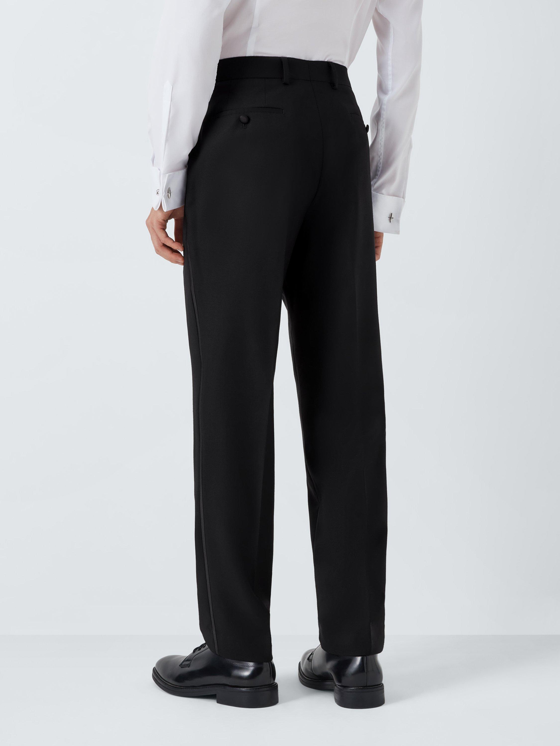 Product image 2 of 7, which shows John Lewis Basket Weave Dinner Suit Trousers, Black, 30L