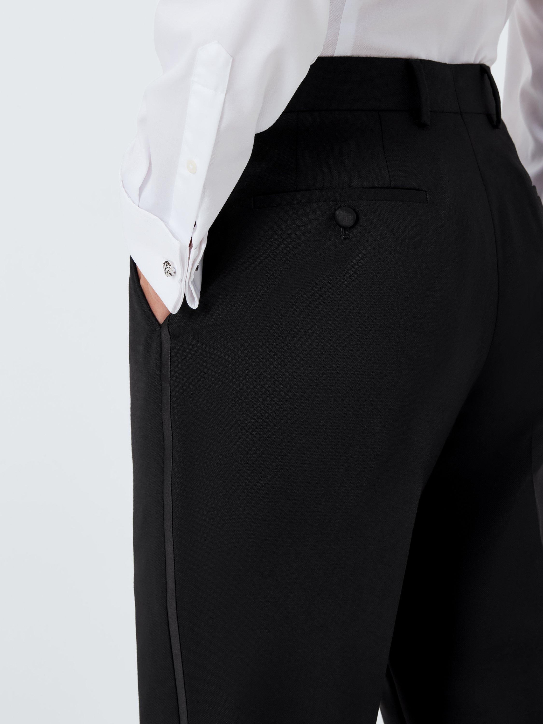 Product image 6 of 7, which shows John Lewis Basket Weave Dinner Suit Trousers, Black, 30L