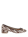Dune London Amazing Leather Zebra Ballerina Courts, Brown/White