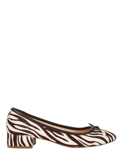 Dune London Amazing Leather Zebra Ballerina Courts, Brown/White, Brown/White