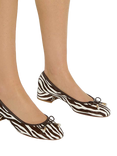 Dune London Amazing Leather Zebra Ballerina Courts, Brown/White