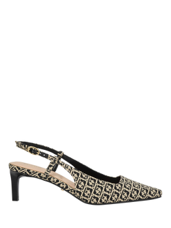 Dune London Dancing Pointed Slingback Courts, Beige/Black, Beige/Black