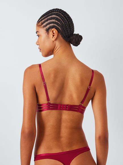 John Lewis Alexis Guipure Embroidered Underwired Bra - view 2, Claret Red