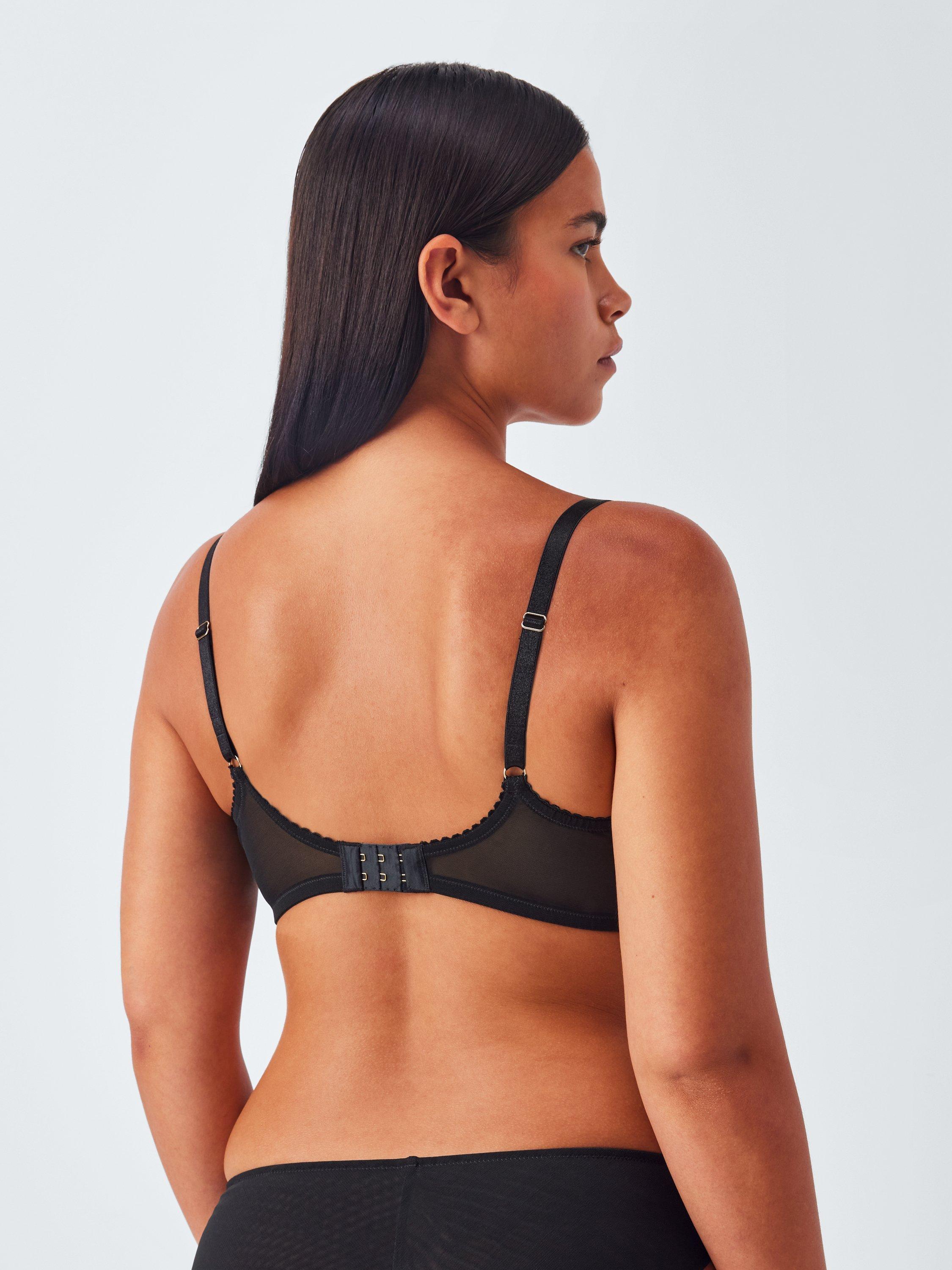 Product image 8 of 10, which shows John Lewis Kiki Sparkle Embroidered Non Padded Bra, Black, 30D