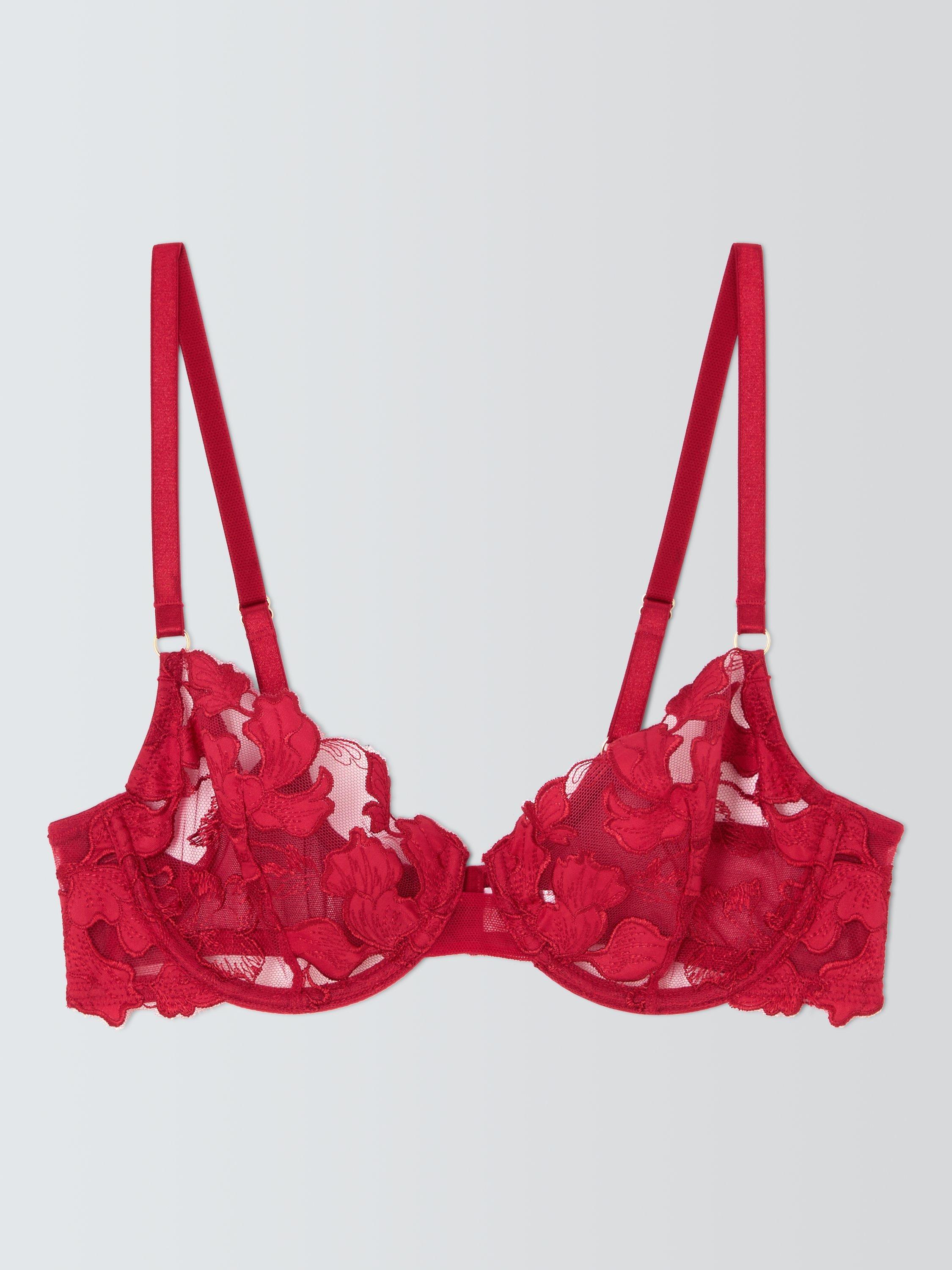 Product image 4 of 10, which shows John Lewis Renee Balcony Bra, Claret Red, 30D