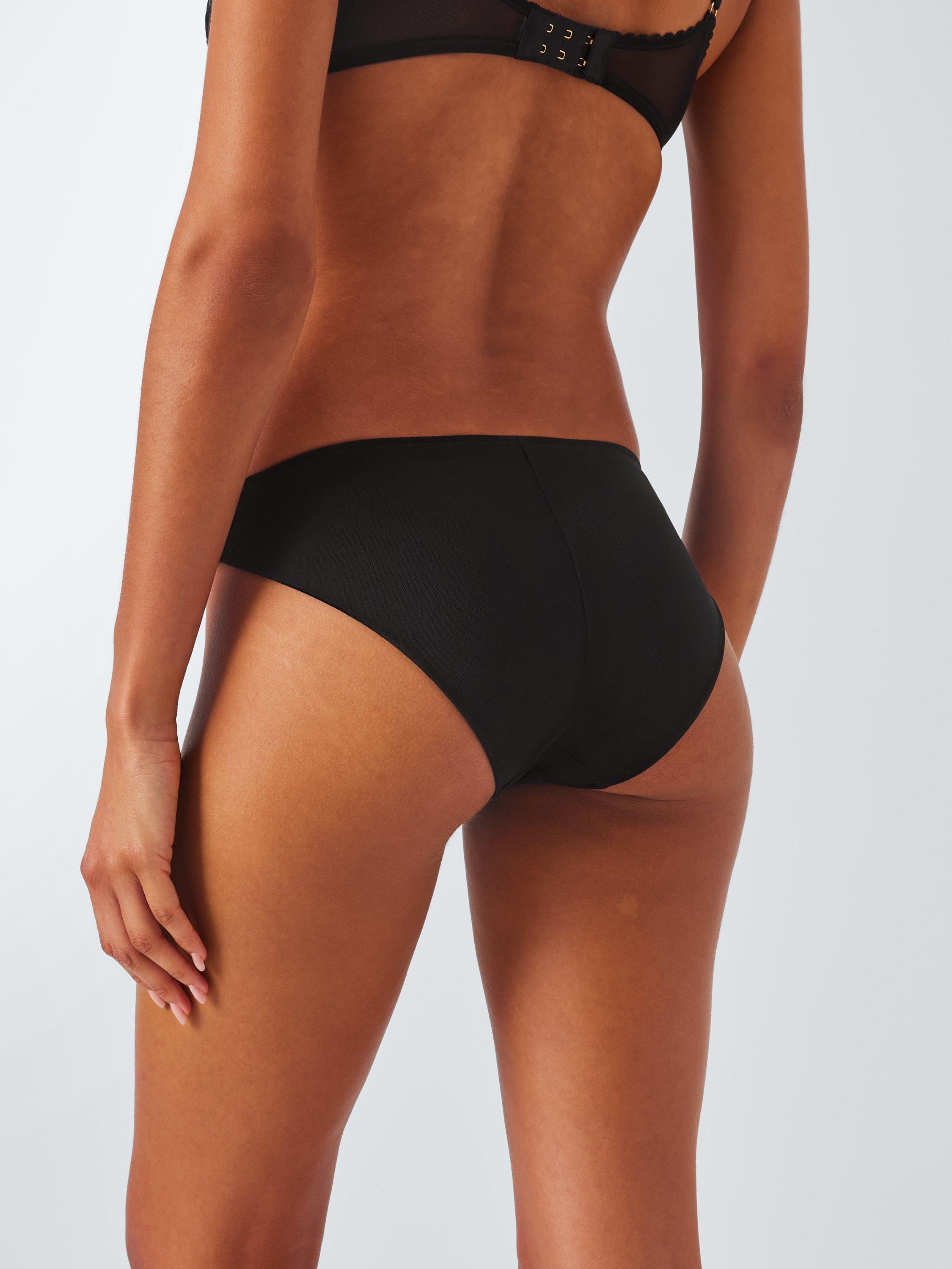 Product image 2 of 10, which shows John Lewis Kiki Sparkle Embroidered Knickers, Black, 8