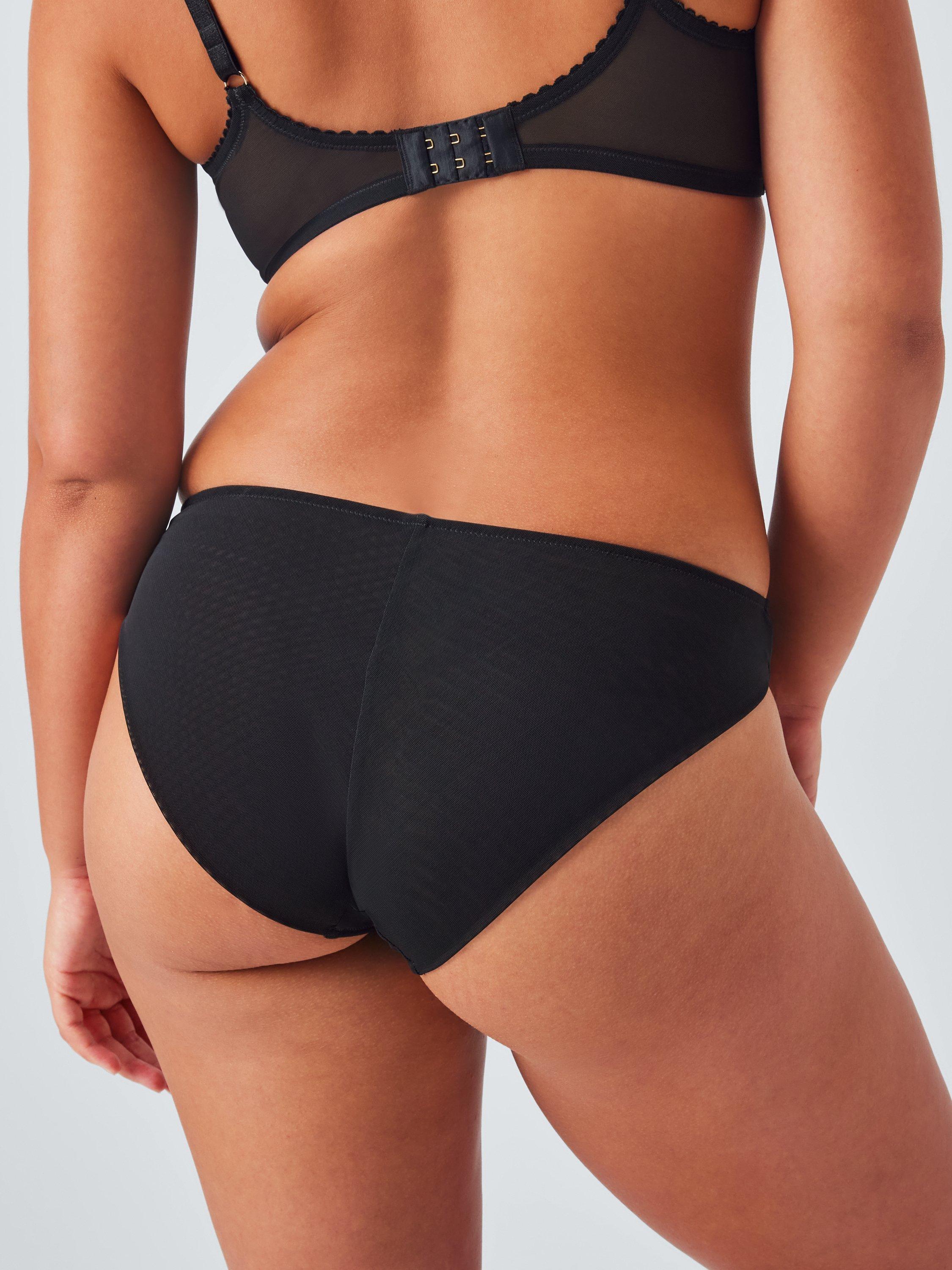 Product image 8 of 10, which shows John Lewis Kiki Sparkle Embroidered Knickers, Black, 8