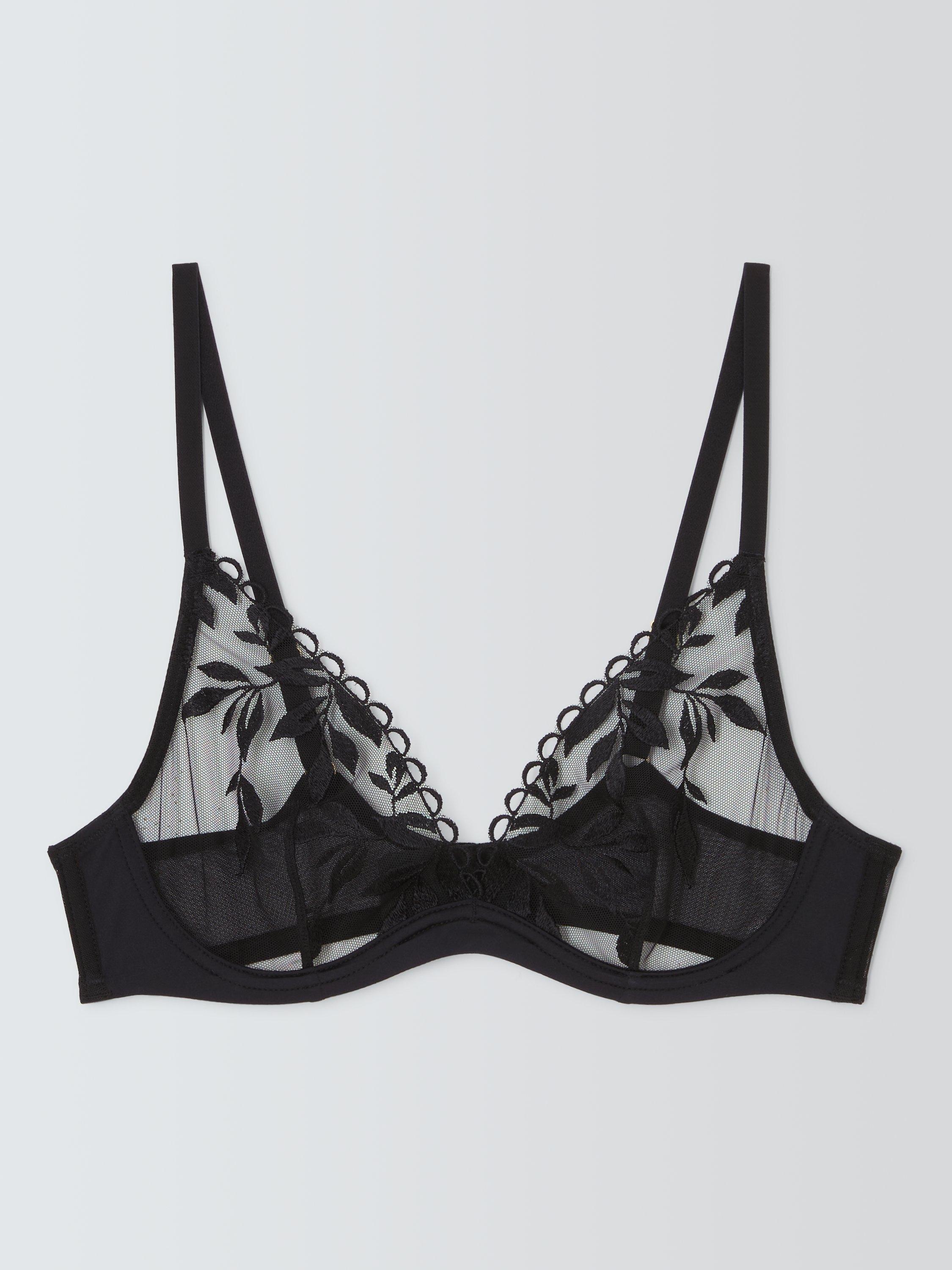 Product image 4 of 10, which shows John Lewis Carmela Plunge Bra, Black, 30D