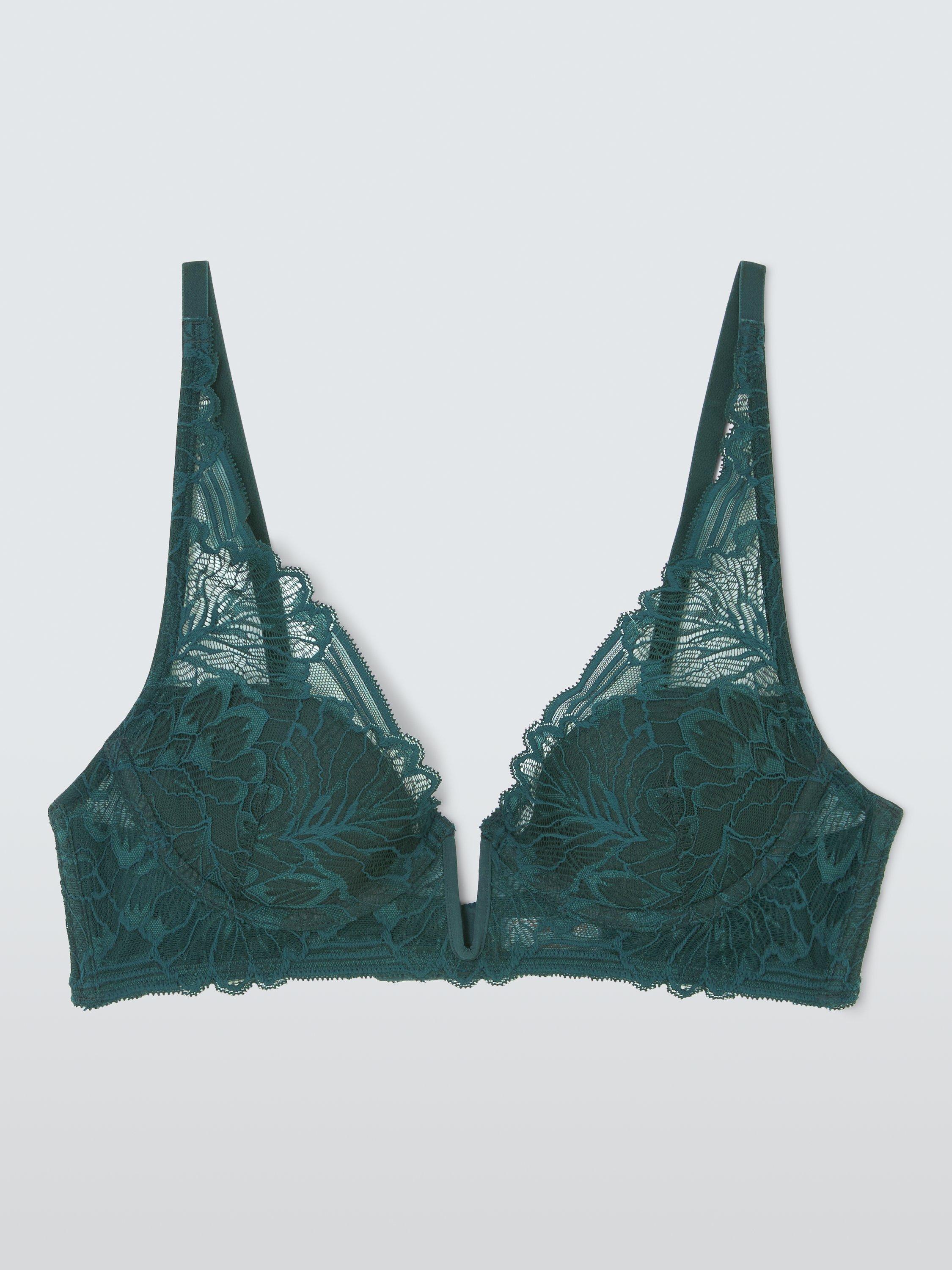 Product image 4 of 6, which shows John Lewis Hallie High Apex Underwired Bra, Spruce Green, 30C