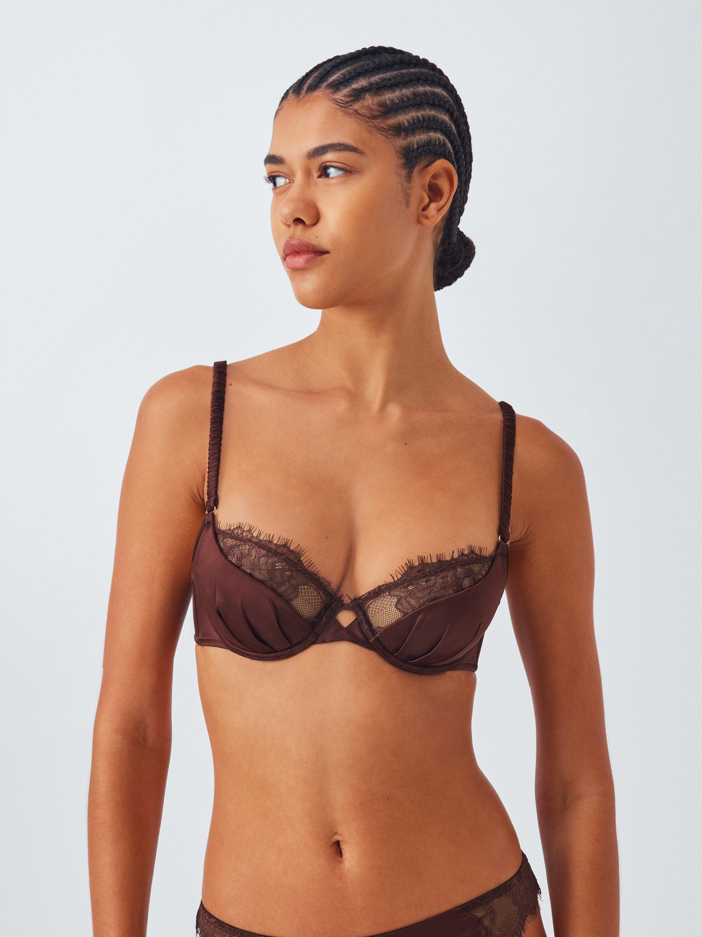 Product image 1 of 10, which shows John Lewis Riley Balcony Bra, Chocolate, 30E