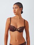 John Lewis Riley Balcony Bra, Chocolate