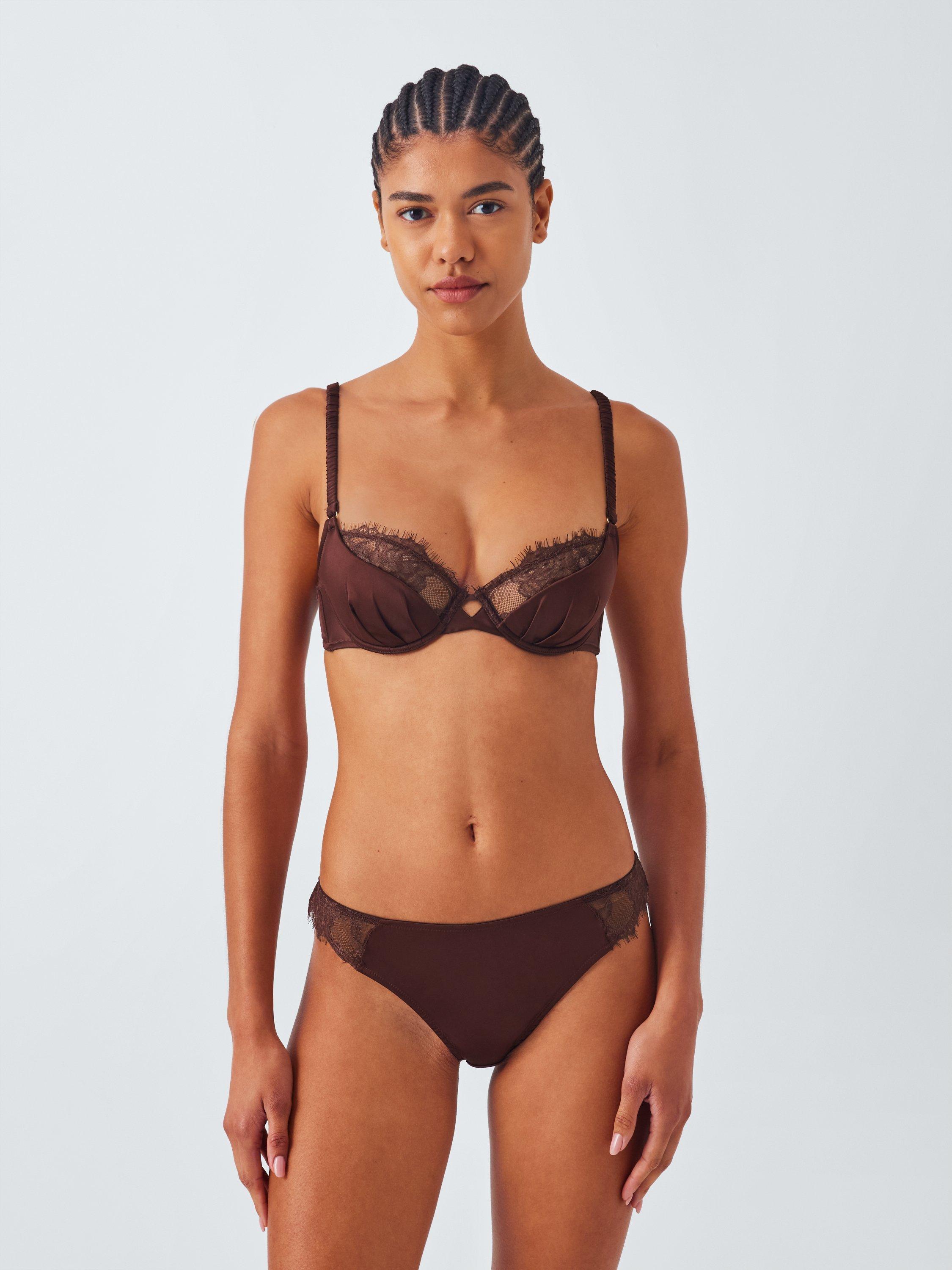 Product image 3 of 10, which shows John Lewis Riley Balcony Bra, Chocolate, 30E