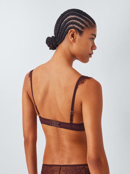 John Lewis Riley Lace Trim Balcony Bra, Chocolate - view 2, Chocolate